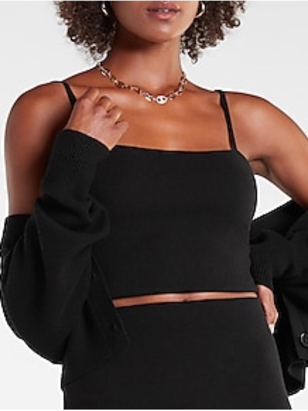 NWT Express Cropped Square Neck Sweater Cami with Spaghetti Straps